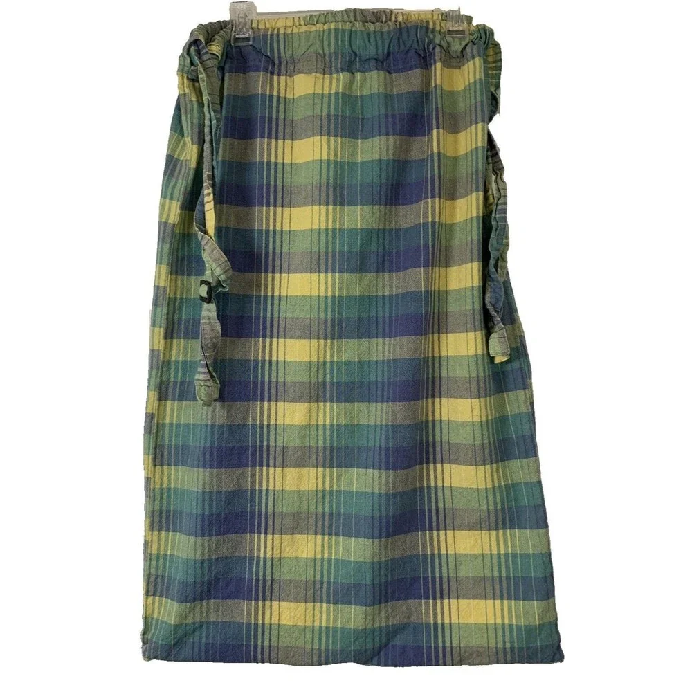 Vintage Laundry Bag 100% Cotton Green/Yellow Plaid 32